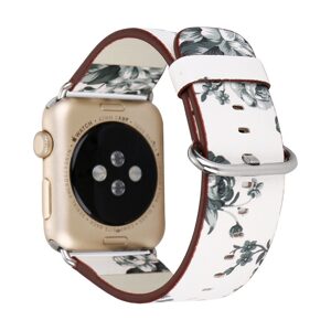 eses Kožený kvetinový remienok pre Apple Watch - Biely a šedý 38mm, 40mm, 41mm