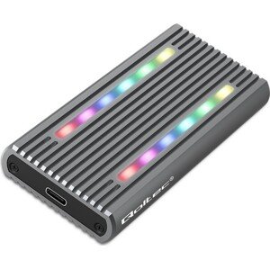Qoltec Puzdro pre disk| M.2 SSD SATA | NVME | RGB LED | USB-C