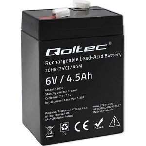 Qoltec Batéria AGM | 6V | 4.5Ah | max 67.5A
