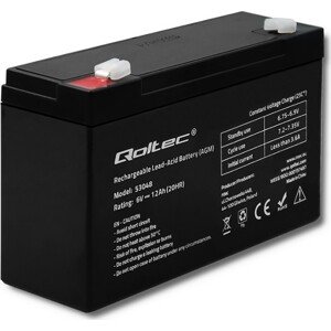 Qoltec Batéria AGM | 6V | 12Ah | max. 108A