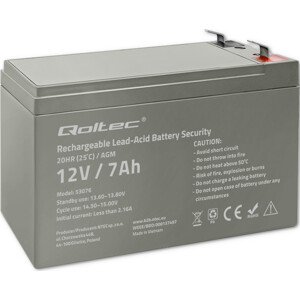 Qoltec Batéria AGM | 12V | 7Ah | max. 105A | Security