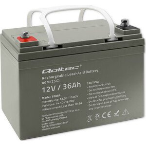 Qoltec AGM batéria | 12V | 36Ah | Bezúdržbový | Efektívne | LongLife | pre UPS, skúter