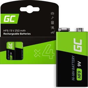 GREEN CELL Nabíjateľné batérie 4x 9V HF9 Ni-MH 250mAh