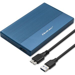 Qoltec Hliníkové puzdro  | 2,5" SSD HDD šachta | SATA | USB 3.0 | Super rýchlosť 5Gb/s | 2TB | Modrá