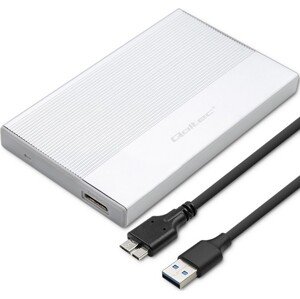 Qoltec Hliníkové puzdro  | 2,5" SSD HDD šachta | SATA | USB 3.0 | Super rýchlosť 5 Gb/s | 2 TB | Strieborná