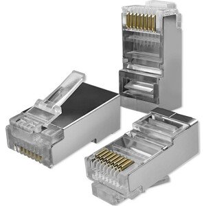 Qoltec 100 x RJ45 konektor | CAT5e | FTP | PassThrough | Pozlátené kontakty