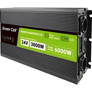 GREEN CELL Menič napätia 24V | 3000W/60000W | LCD | čistá sínusoida