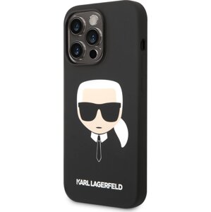 Karl Lagerfeld Head Silikónový Kryt pre iPhone 14 Pro, Čierny