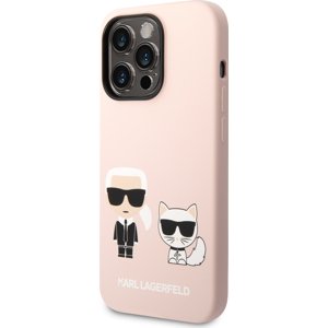 Karl Lagerfeld Karl and Choupette Liquid Silikónový Kryt s MagSafe pre iPhone 14 Pro Max, Ružový