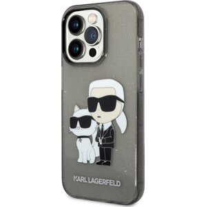 Karl Lagerfeld Glitter Kryt pre iPhone 14 Pro, Čierny