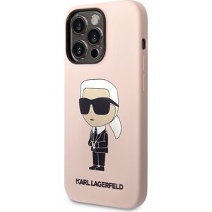 Karl Lagerfeld Liquid Ikonik Silikónový Kryt pre iPhone 14 Pro Max, Ružový