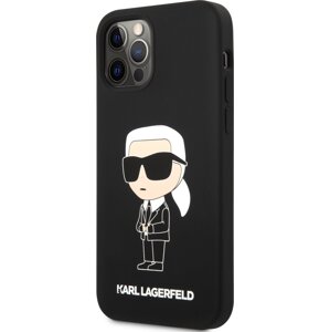 Karl Lagerfeld Liquid Silikónový Kryt pre iPhone 12/12 Pro, Čierny