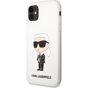 Karl Lagerfeld Liquid Silikónový Ikonik Kryt pre iPhone 11, Biely
