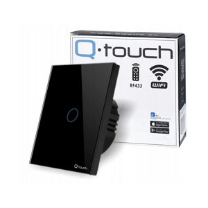 Adelid 1-dotykový sklenený vypínač Q·touch  | na WiFi a diaľkové ovládanie | čierny