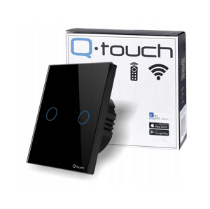 Adelid 2-dotykový sklenený vypínač Q·touch | na diaľkové ovládanie a WiFi | čierny