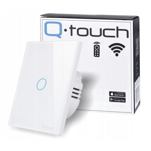 Adelid 1-dotykový sklenený vypínač Q·touch  | na WiFi a diaľkové ovládanie | biely