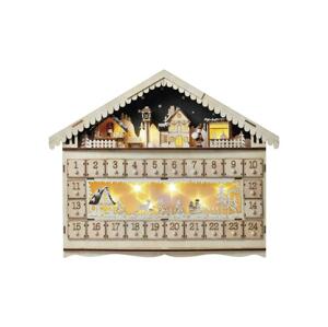 Dekorácia vianočná EMOS DCWW01 drevená - LED adventný kalendár, 40x50 cm