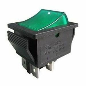 vypínač 1/0 (tlač)  kolískový zelený 250V/15A dútnankou (HDX)