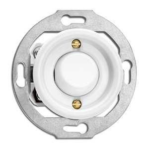 Okrúhly retro vypínač (1) biely porcelán (THPG)