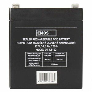 Bezúdržbový olovený akumulátor 12 V/4,5 Ah, faston 4,7 mm (EMOS)