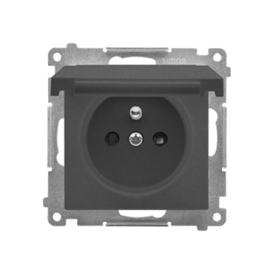 Zásuvka 2P+T/16A/250V IP44 s krytkou (farba) (PS) sivá SIMON55 (Simon)