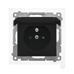 Zásuvka 2P+T/16A/250V IP44 s krytkou (farba) (PS) čierna matná SIMON55 (Simon)