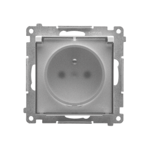 Zásuvka 2P+T/16A/250V IP44 s krytkou (transparent) (PS) svetlá sivá SIMON55 (Simon)