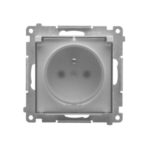 Zásuvka 2P+T/16A/250V IP44 s krytkou (transparent) (PS) matný hliník SIMON55 (Simon)