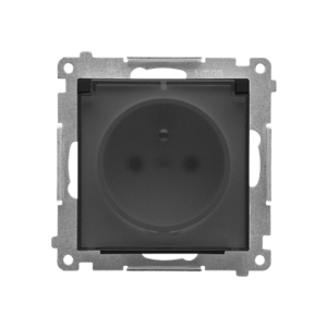 Zásuvka 2P+T/16A/250V IP44 s krytkou (transparent) (PS) čierna matná SIMON55 (Simon)