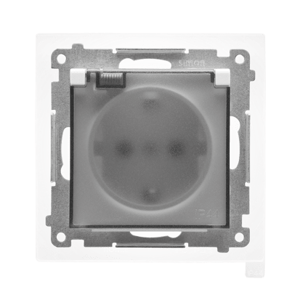 Zásuvka 2P+Z/16A/250V IP44 s krytkou (transparent) (PS) SCHUKO biela matná SIMON55 (Simon)