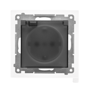 Zásuvka 2P+Z/16A/250V IP44 s krytkou (transparent) (PS) SCHUKO sivá SIMON55 (Simon)