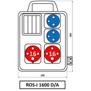 Rozvodnica 2x16A/400V/5P+2x250V možnosť istenia držiak IP44 - ROS-I 1601 D/A (SEZ DK)