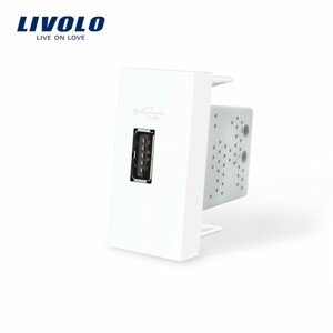 zásuvka USB, polmodul nabíjací 2,1A biela (LIVOLO)
