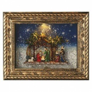 LED vianočný obraz betlehem, 19,3 x 24,3 cm, 4x AA, vnút., 3000K, časovač (EMOS)